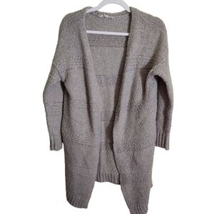 Love Stitch Neutral Long Lines Textured Wool Blend Cardigan Sweater Size S